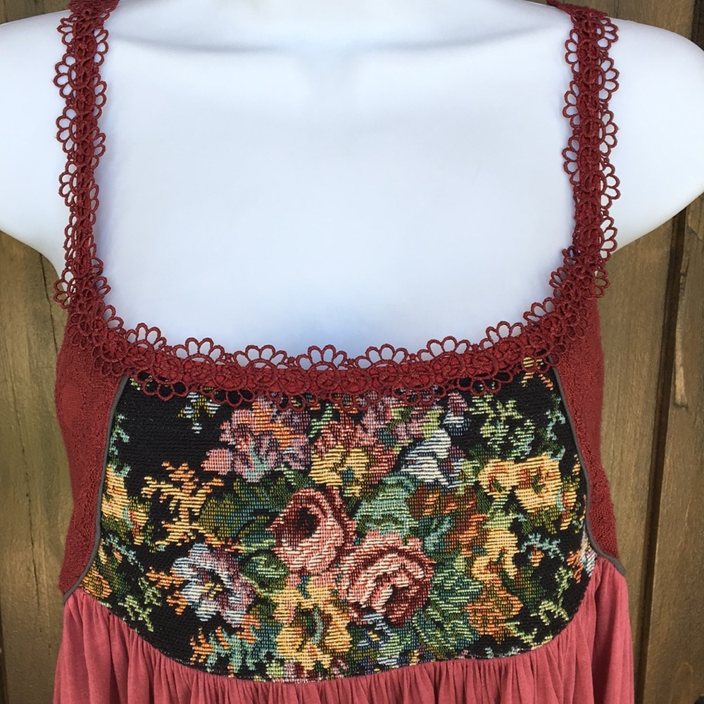-SOLD-Free People Tapestry & Lace Tank Top XS - S - Picture 2 of 8